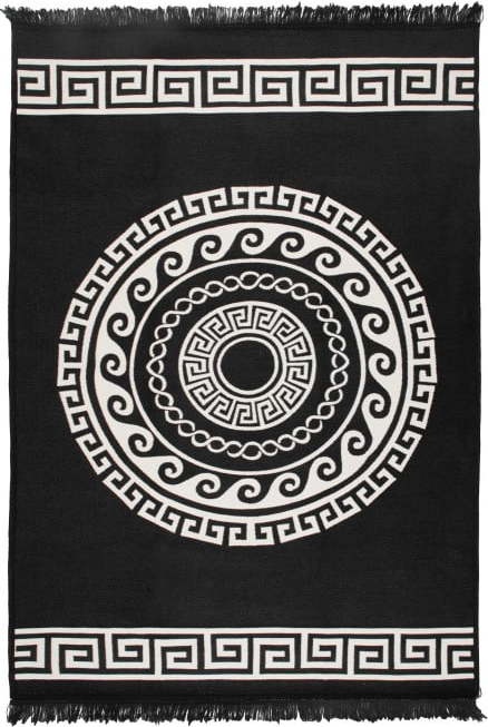 85Béžovo-černý oboustranný koberec Mandala