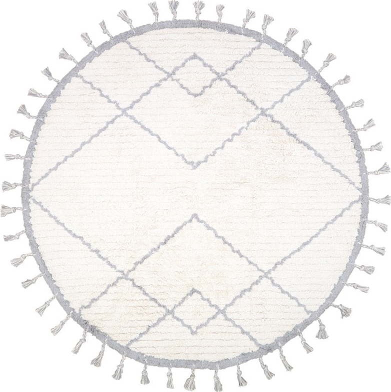 Bílo-šedý bavlněný ručně vyrobený koberec
