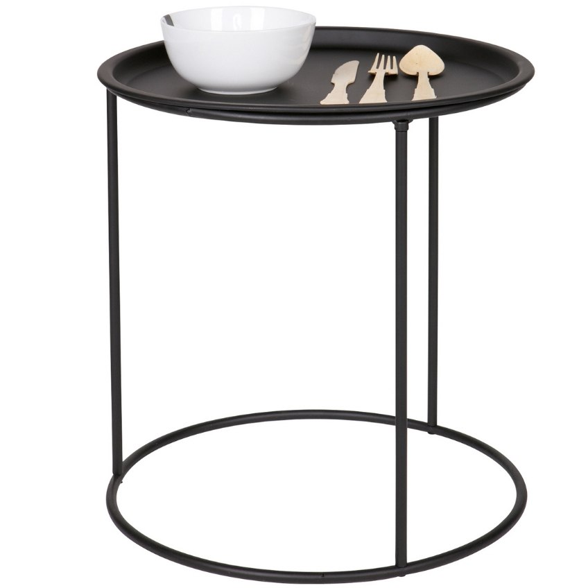 Hoorns Černý kovový odkládací stolek Select