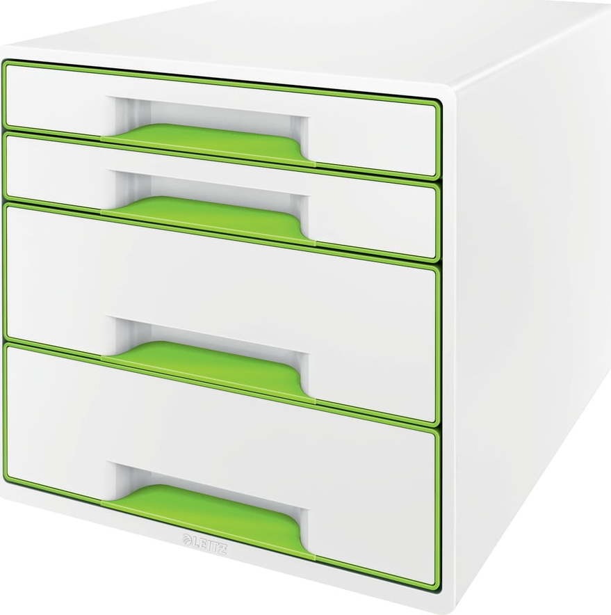 Bílo-zelený zásuvkový box Leitz WOW CUBE