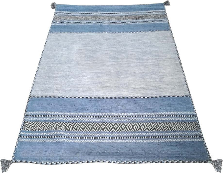 Modro-šedý bavlněný koberec Webtappeti Antique