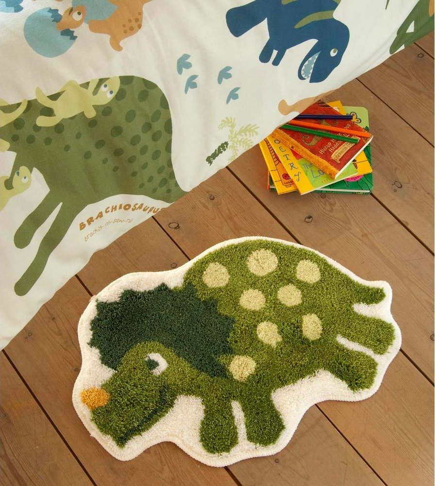 Zelený dětský koberec s motivem dinosaura