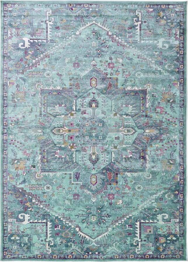 Tyrkysový koberec z viskózy 200x140 cm