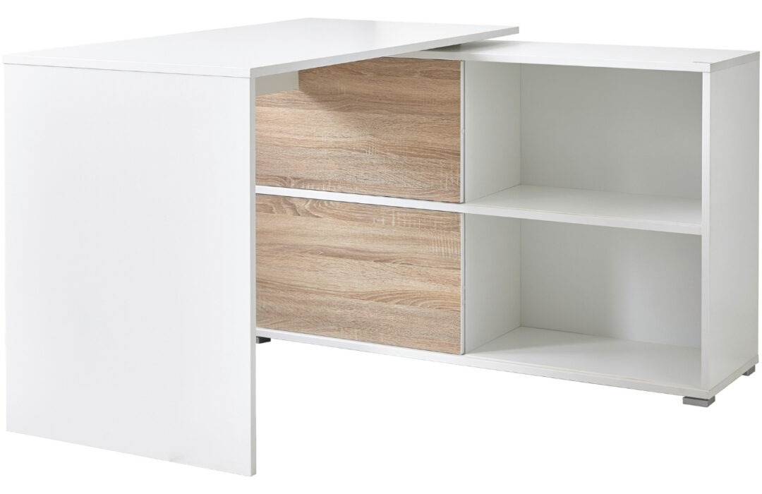 Bílý dřevěný kancelářský stůl Germania Slide s úložným