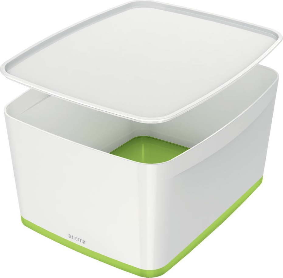 Bílo-zelený plastový úložný box s víkem