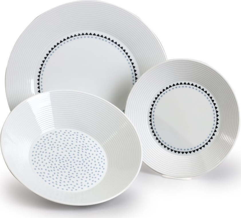 Sada 18 porcelánových talířů s trojúhelníčky