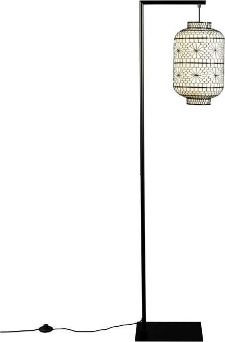75Bílo-černá stojací lampa Dutchbone Ming