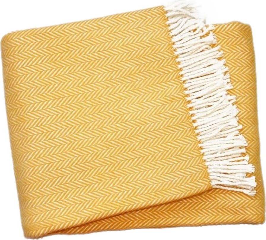 Medově žlutý pléd s podílem bavlny Euromant