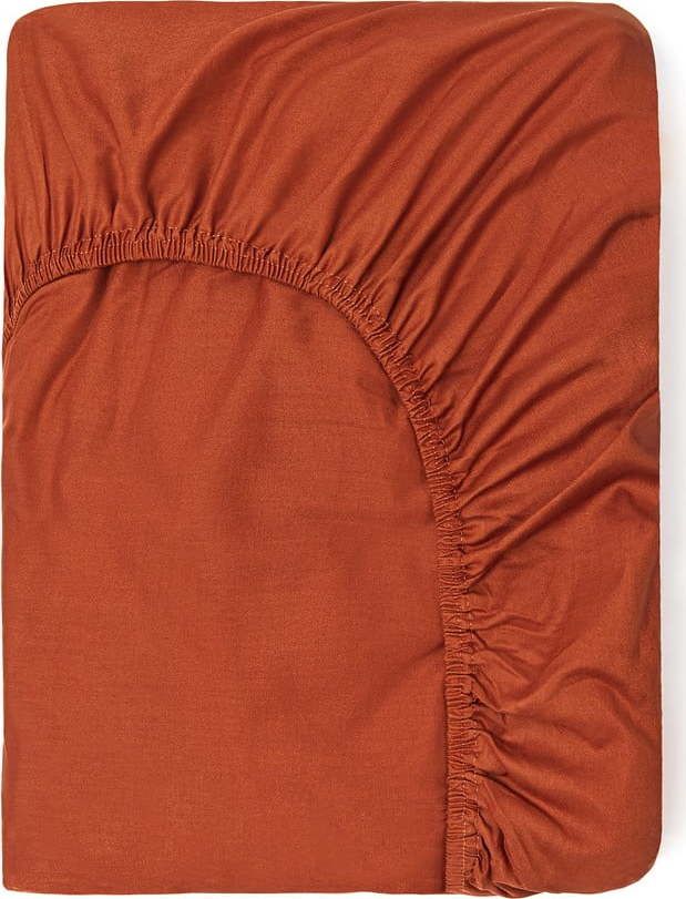 87Tmavě oranžové bavlněné elastické prostěradlo Good Morning