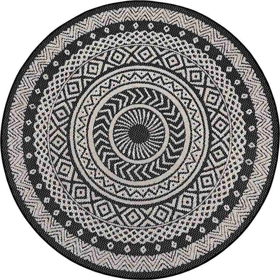 Černo-šedý venkovní koberec Ragami Round