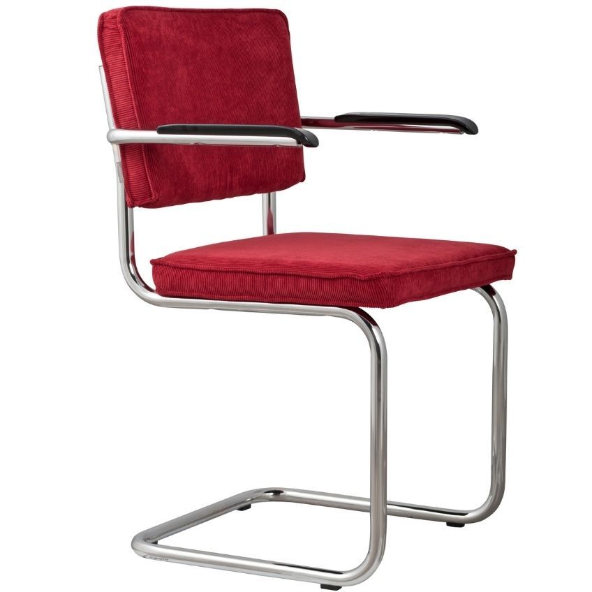 Červená manšestrová jídelní židle ZUIVER RIDGE