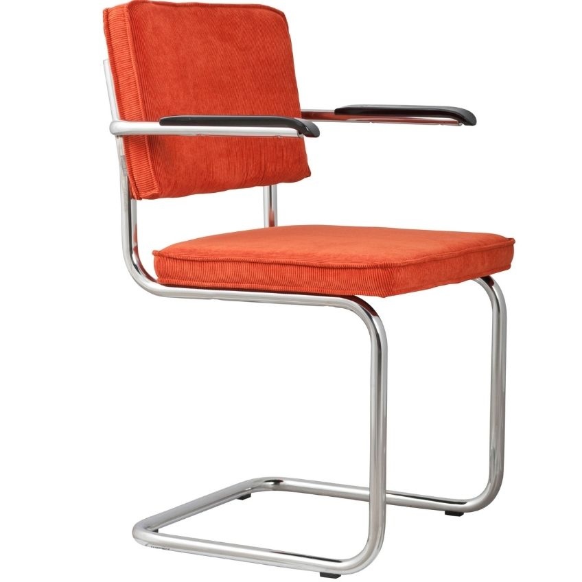 Oranžová manšestrová jídelní židle
