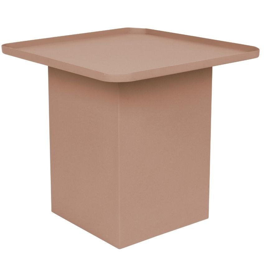 White Label Růžový matný kovový odkládací stolek WLL