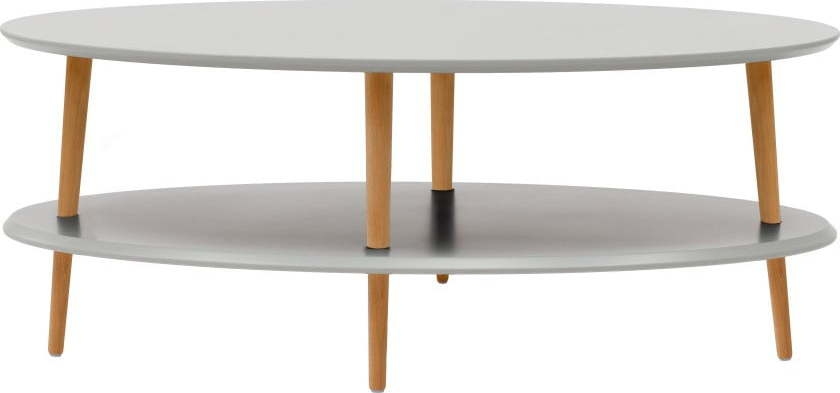 Světle šedý konferenční stolek se sníženou spodní