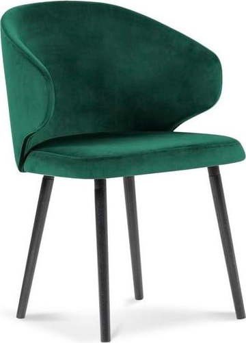 Lahvově zelená jídelní židle se sametovým potahem