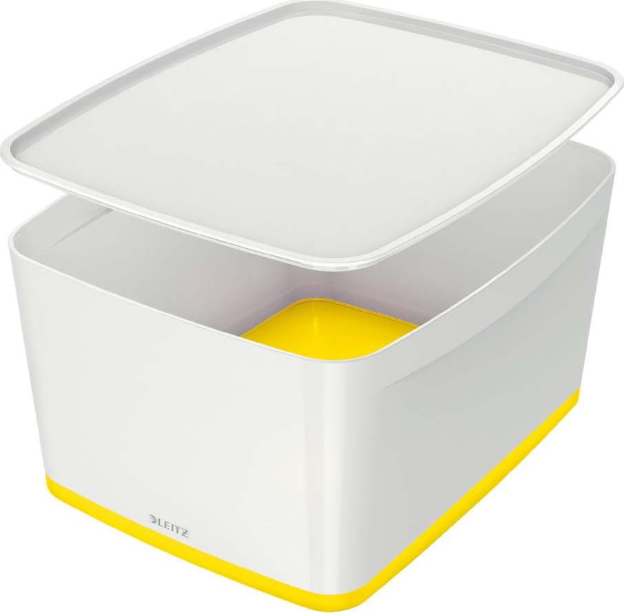 Bílo-žlutý plastový úložný box s víkem