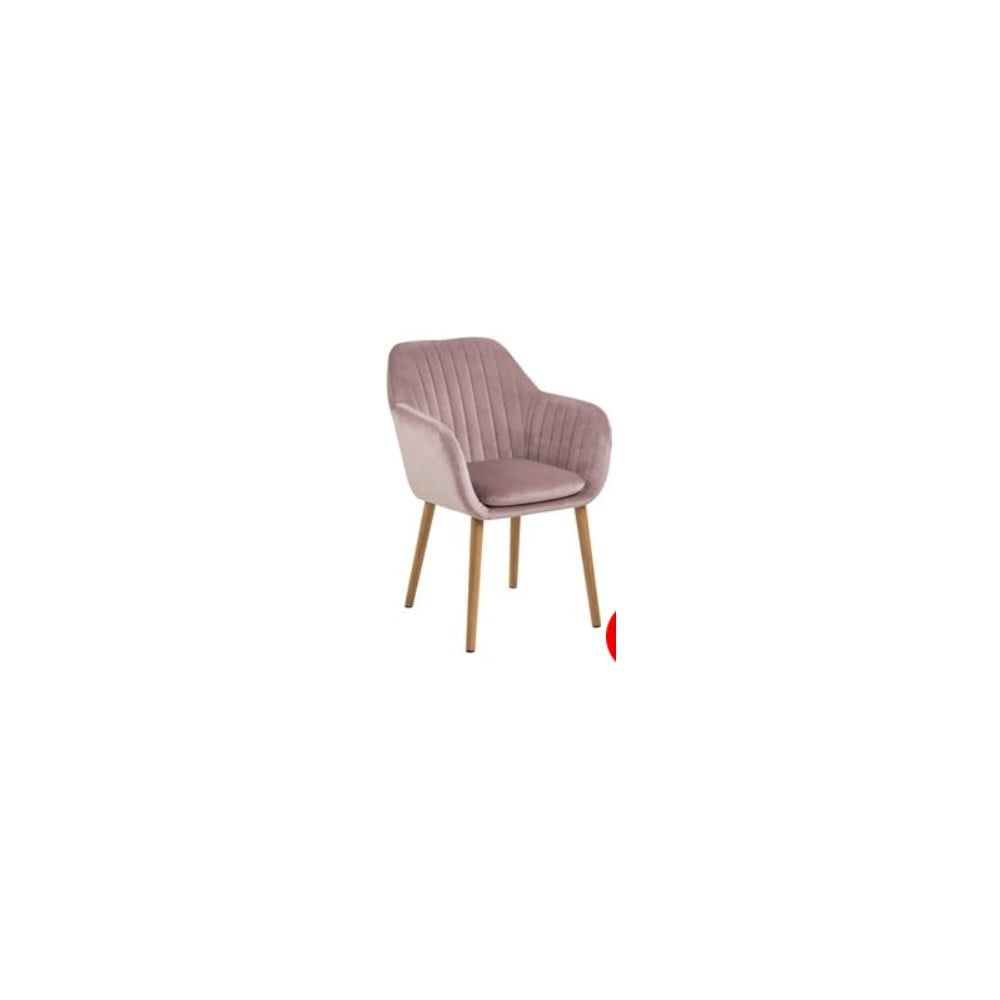 Růžová jídelní židle s dřevěným podnožím