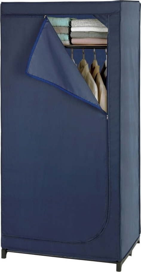 Modrá látková šatní skříň 75x160 cm