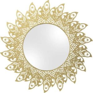Nástěnné zrcadlo s rámem ve zlaté barvě