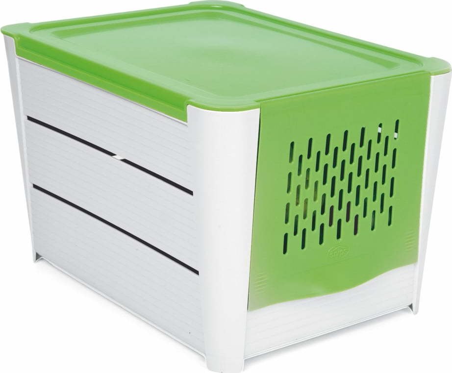 Bílo-zelený úložný box na brambory Snips