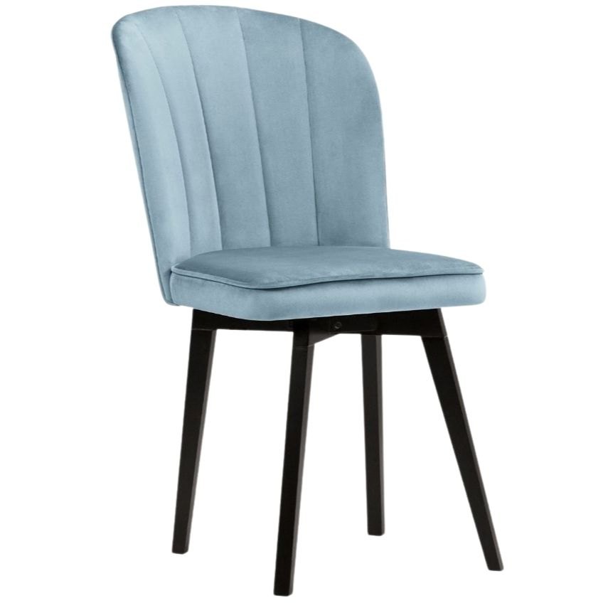 Světle modrá sametová jídelní židle