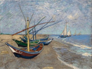 Reprodukce obrazu Vincenta van Gogha - Fishing Boats on the Beach