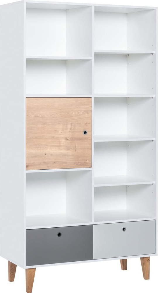 Bílá/šedá knihovna 105x202 cm Concept
