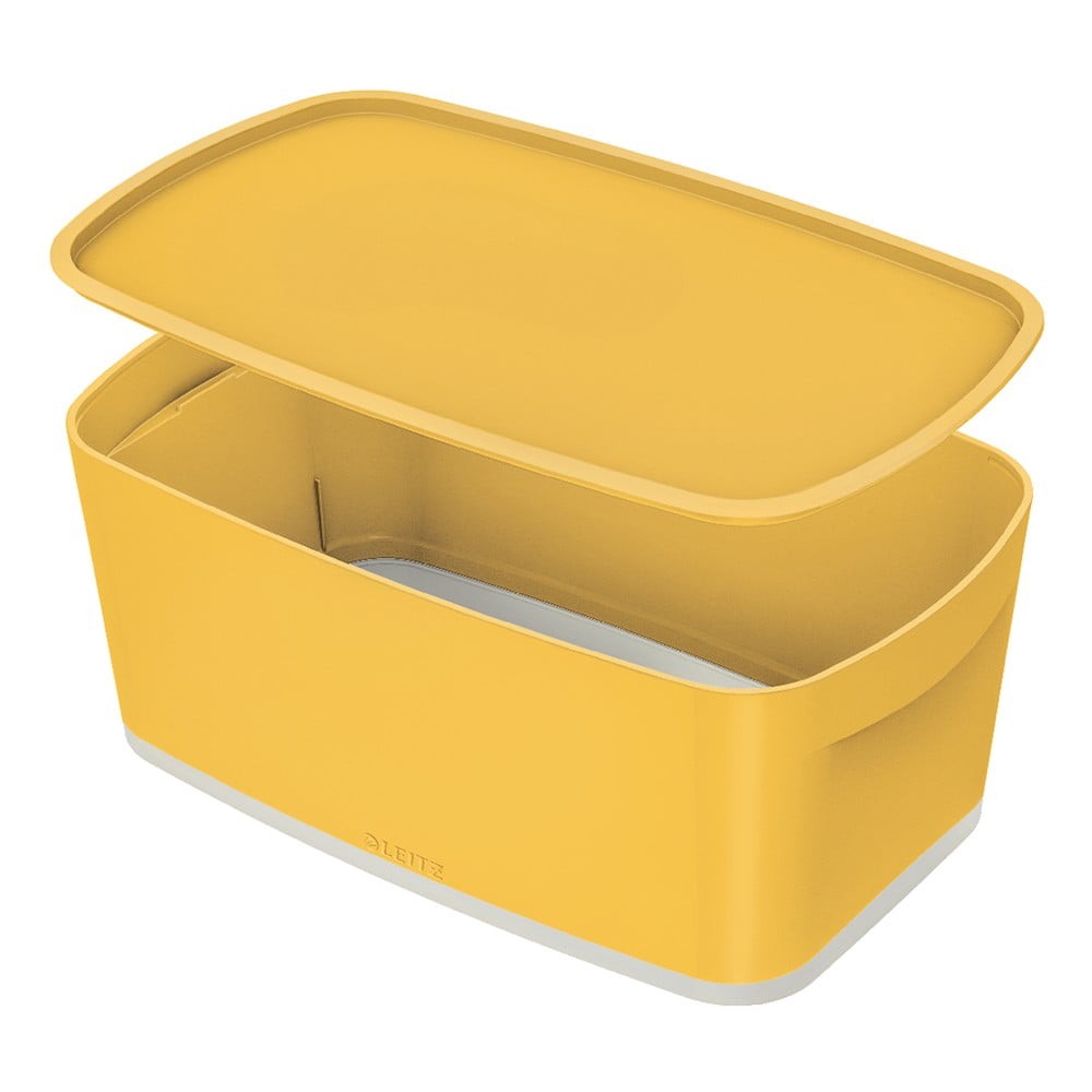 Žlutý úložný box s víkem Leitz Cosy
