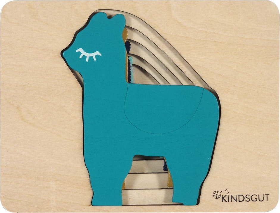 65Dřevěné dětské puzzle Kindsgut Lama