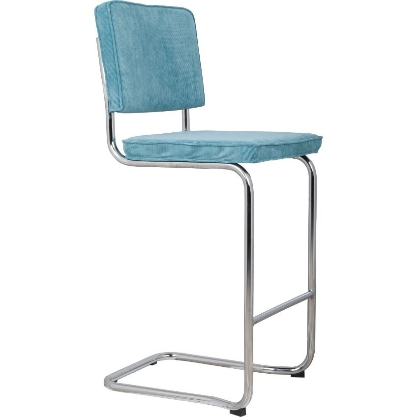 Modrá manšestrová barová židle ZUIVER RIDGE