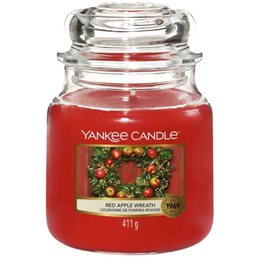 Střední vonná svíčka Yankee Candle Red Apple Wreath