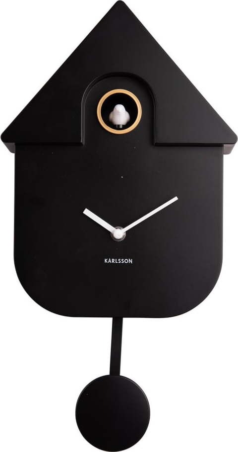 Černé nástěnné kyvadlové hodiny Karlsson