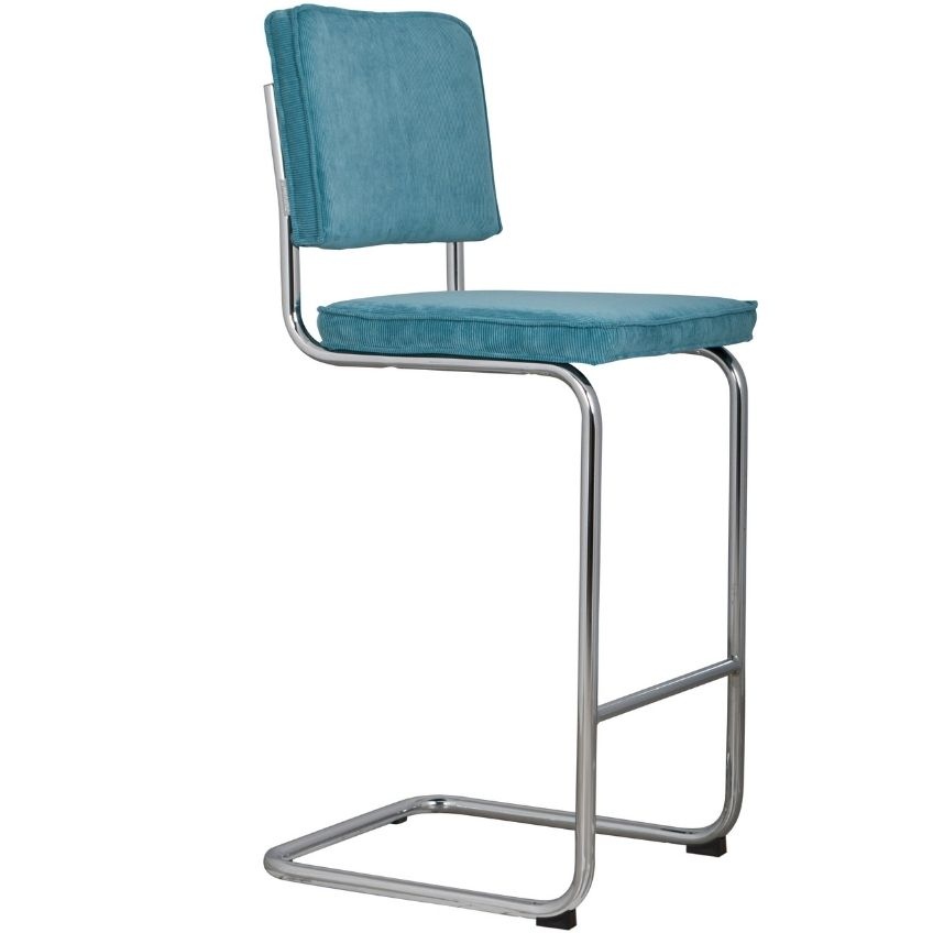 Modrá manšestrová barová židle