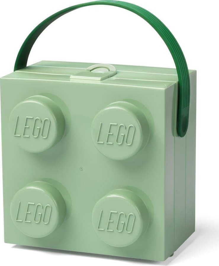 Světle zelený úložný box s rukojetí