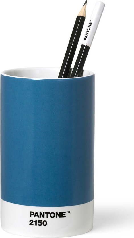 Modrý keramický stojánek na tužky