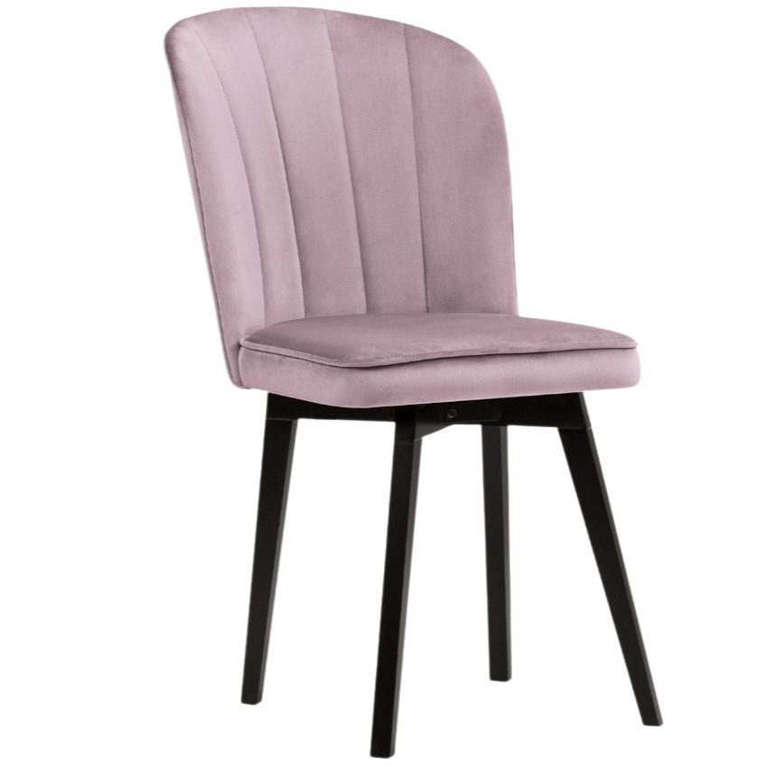 Růžová sametová jídelní židle