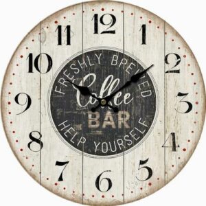 Dřevěné nástěnné hodiny Coffee bar