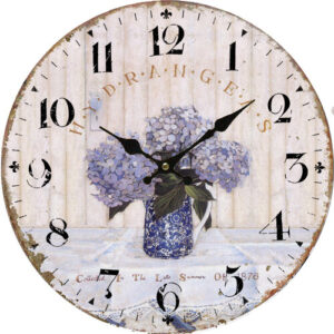 Dřevěné nástěnné hodiny Vintage lavender