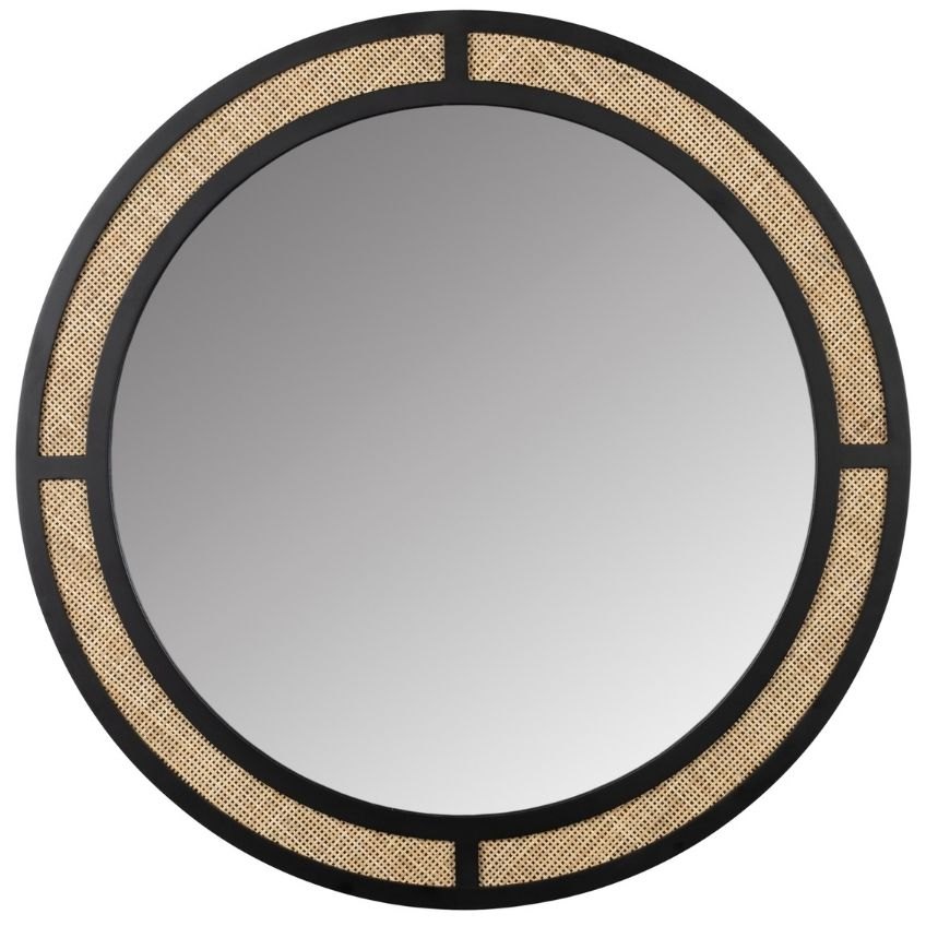 White Label Černé kovové závěsné zrcadlo