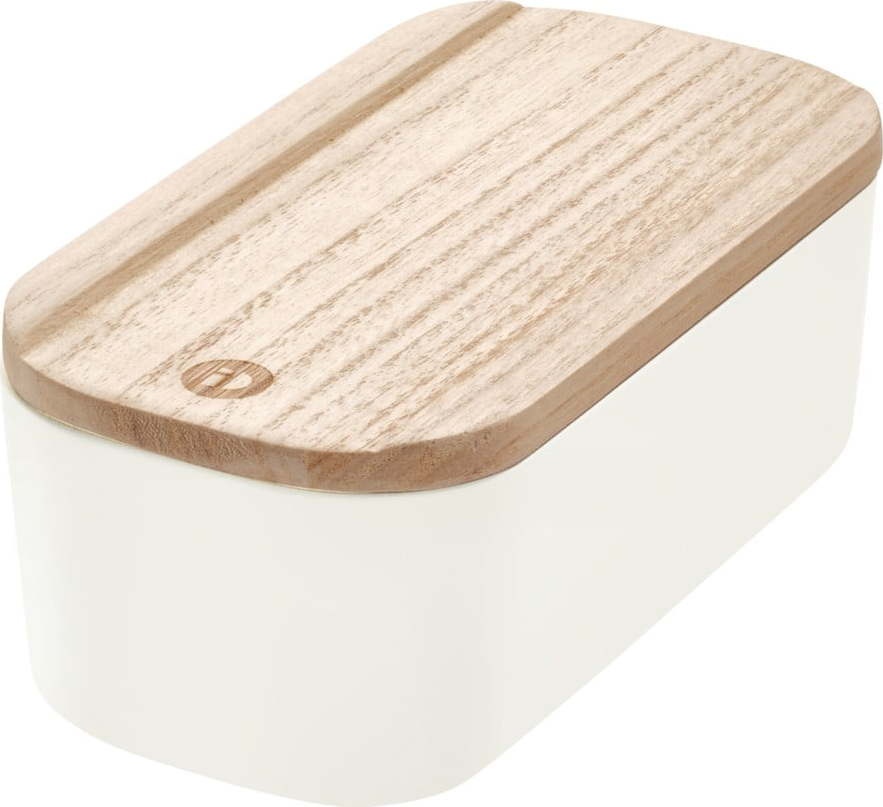Bílý úložný box s víkem ze dřeva paulownia