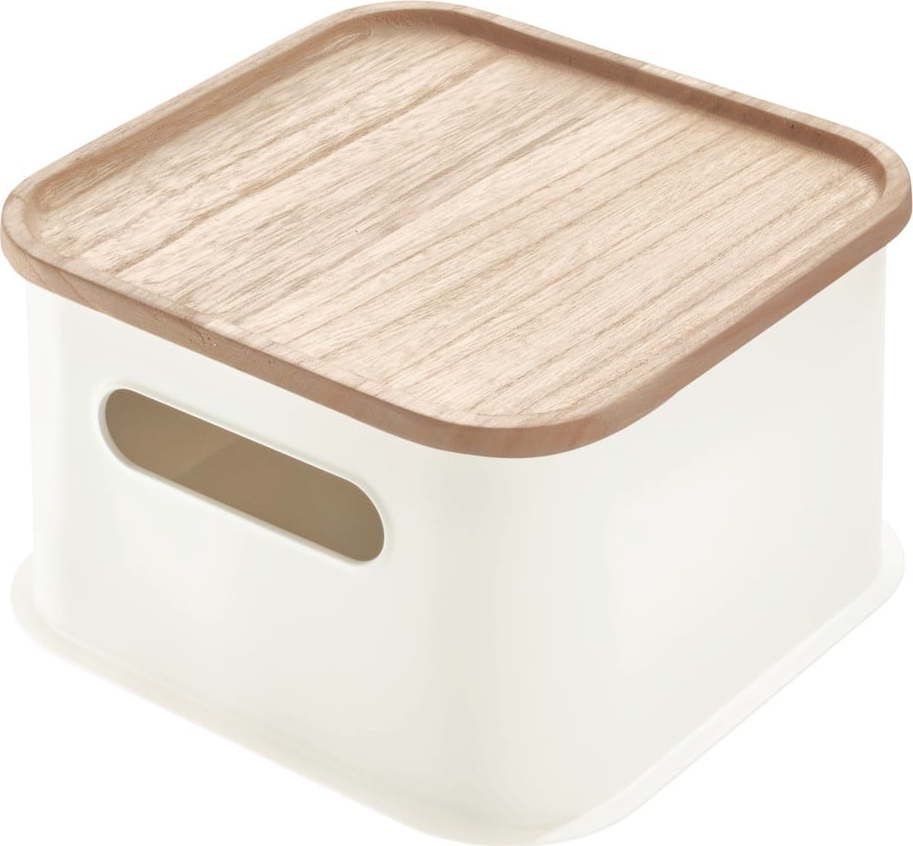 Bílý úložný box s víkem ze dřeva paulownia iDesign Eco