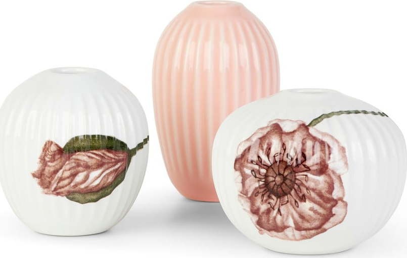 Sada 3 miniaturních porcelánových váz Kähler Design Hammershøi