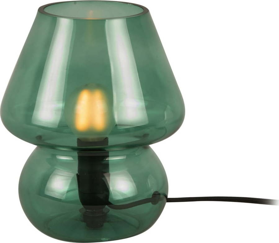 Tmavě zelená skleněná stolní lampa
