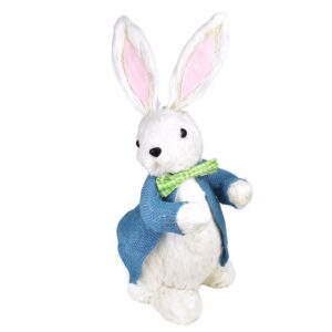Velikonoční dekorace Zajíček v modrém kabátku bílá