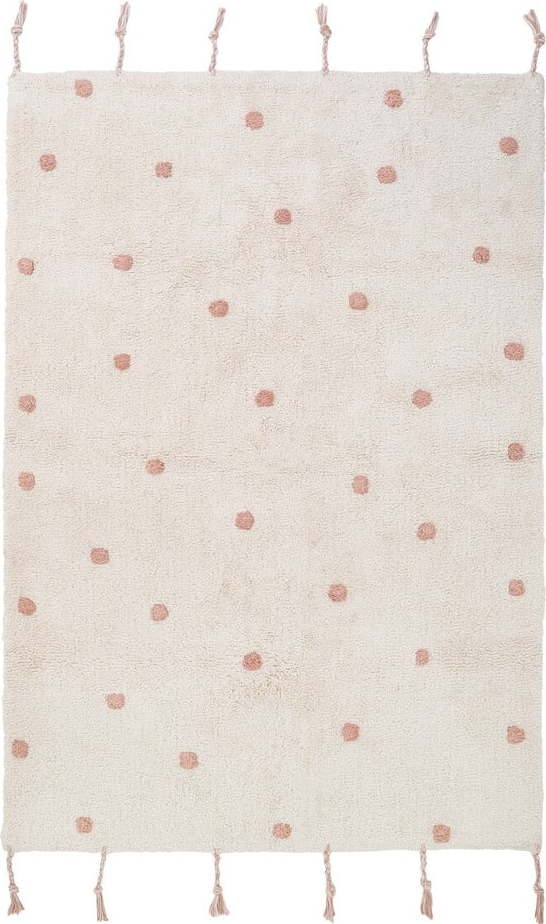Béžovo-růžový ručně vyrobený koberec z bavlny Nattiot