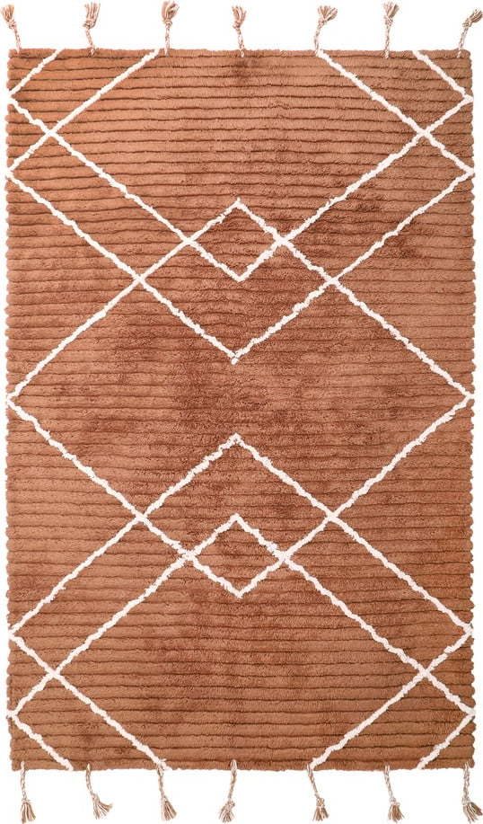 Hnědý ručně vyrobený koberec z bavlny Nattiot Lassa