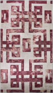 Červený/béžový koberec 80x50 cm