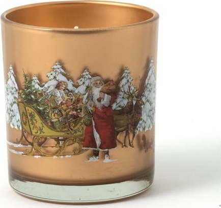 Svíčka ve zlaté barvě s vánočním motivem