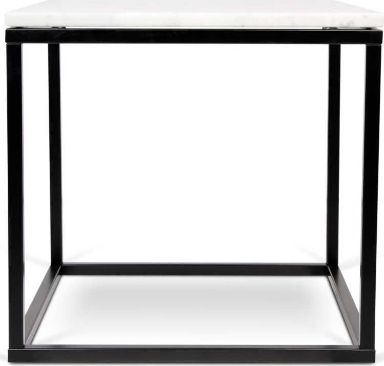 Konferenční stolek s černým podnožím a bílou mramorovou deskou