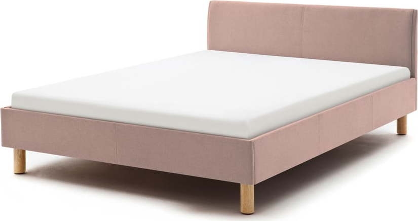 Růžová čalouněná dvoulůžková postel 140x200 cm